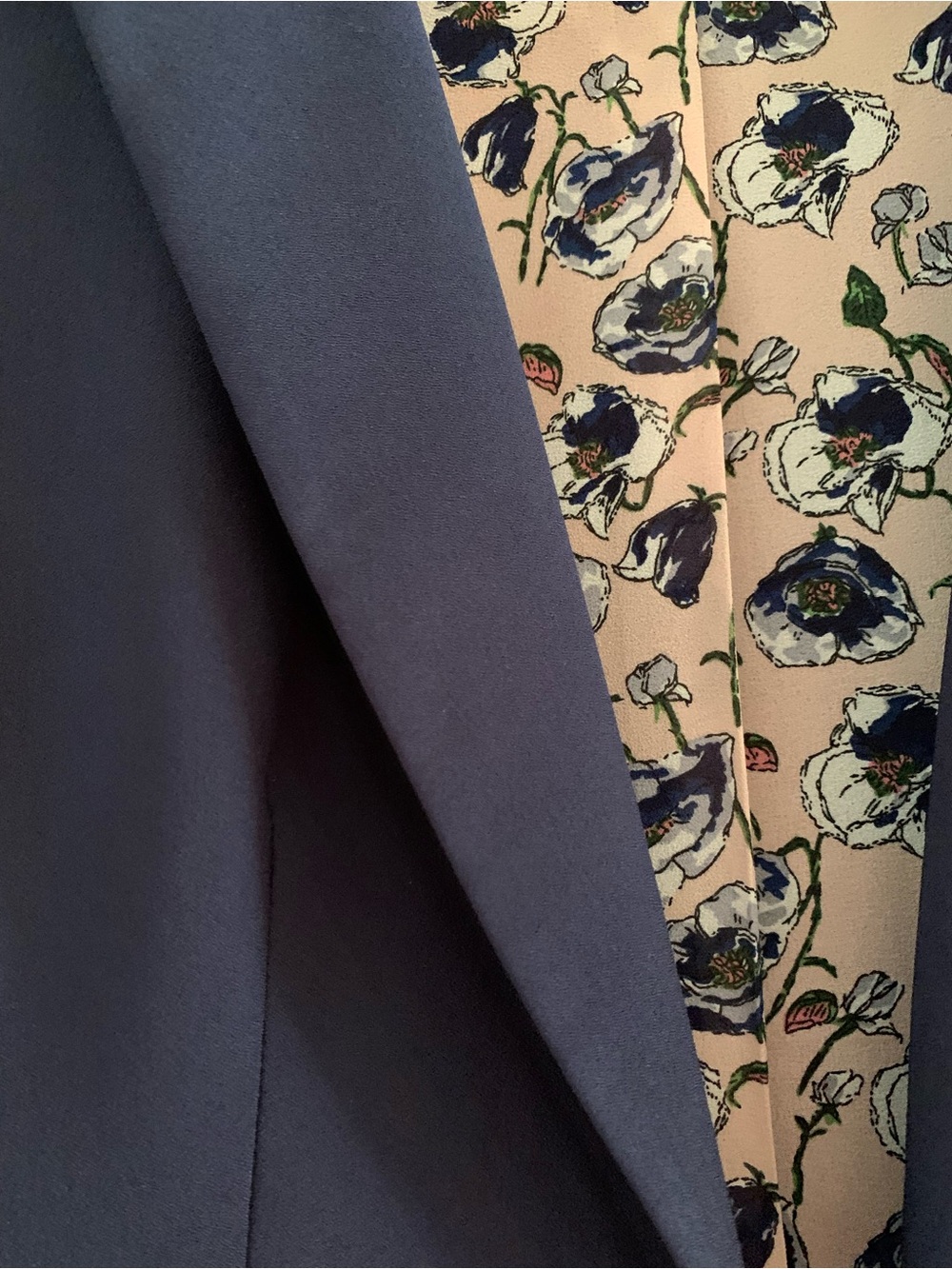 Skies Are Blue ruched 3/4 sleeve blazer-navy - Picture 2 of 6